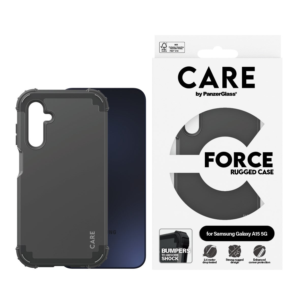 CARE by PanzerGlass® Fashionable Case Schwarz FORCE Samsung Galaxy A15 5G